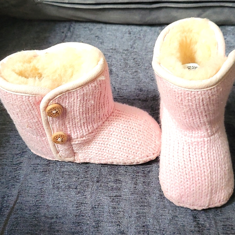 UGG Baby Purl Bootie Sweater Knit Pink Winter Snow Boots Girls
